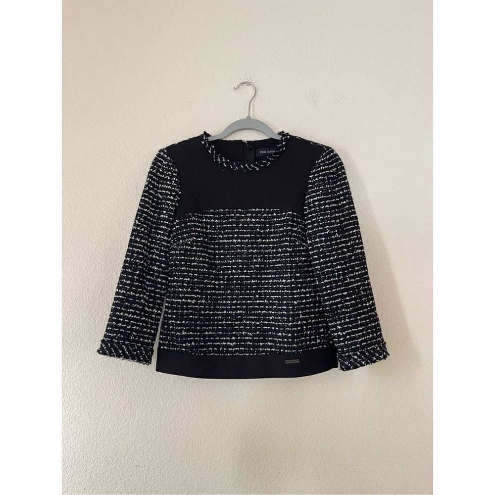 Pink tartan‎ tweed wool blouse size xs